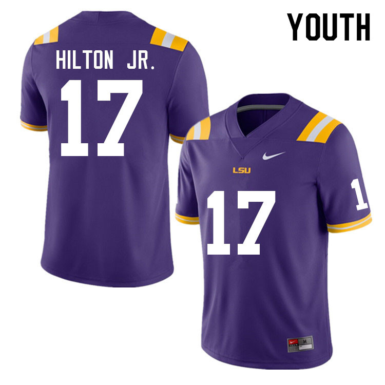 Youth #17 Chris Hilton Jr. LSU Tigers College Football Jerseys Sale-Purple - Click Image to Close